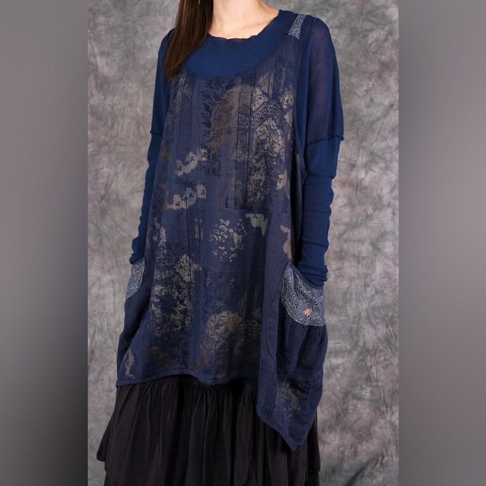 Blue Fish Lace Pinafore in Vintage Indigo - Picture 3 of 7
